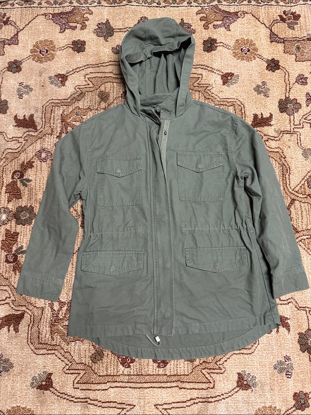 Universal thread green utility jacket with hood medium